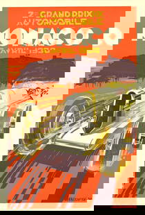 Robert Falcucci Monaco Grand Prix " Lithograph Contempora: Artist: Robert Falcucci Title: Monaco Grand Prix 1930 Year: 1985 Signed: No Medium: Lithograph Paper Size: 38.5 x 26.75 inches ( 98 x 68 cm ) Image Size: 37 x 24 inches ( 94 x 61 cm ) Edition Size: