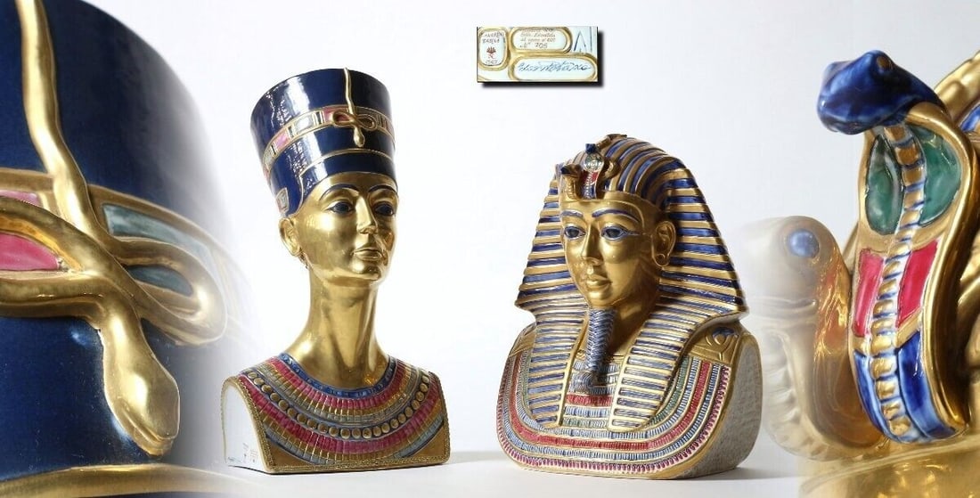 Capodimonte Porcelain Figurine Busts Of Nefertiti And Tutankhamen Pair: Origin: European Color: Multicolor Material: Porcelain Subject: Egypt Type: Figurine Original/Licensed Reproduction: Original Theme: Egypt Features: Decorative Production Style: Art Pottery Production