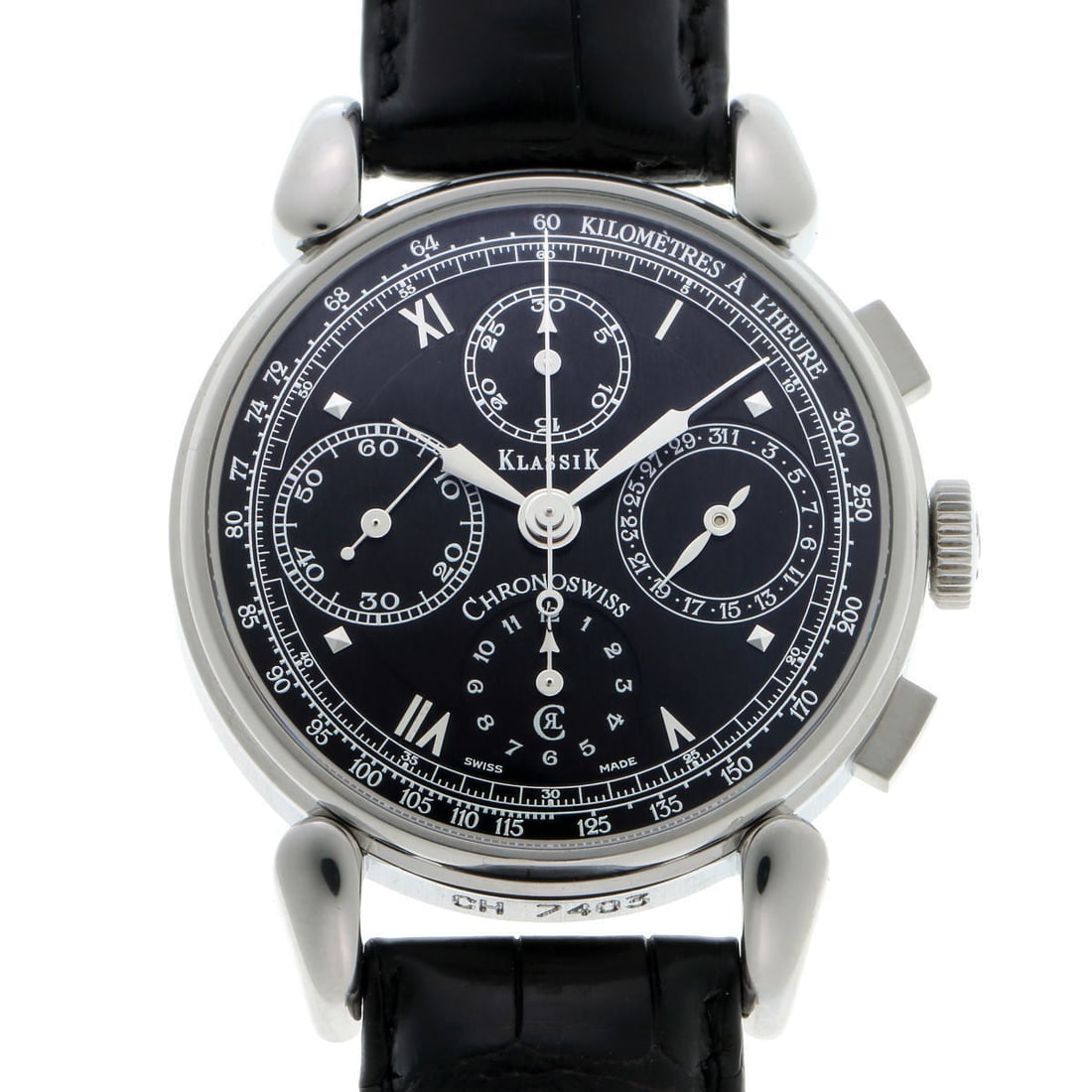 Chronoswiss Classic Chronograph Ch7403-Cb Ss Watch Men: Type: Wristwatch Customized: Yes Style: watches Movement: Automatic Dial Color: black Case Material: SS Display: Analog Case Size: 37mm Product Disclaimer: Items may exhibit light wear, such as minor