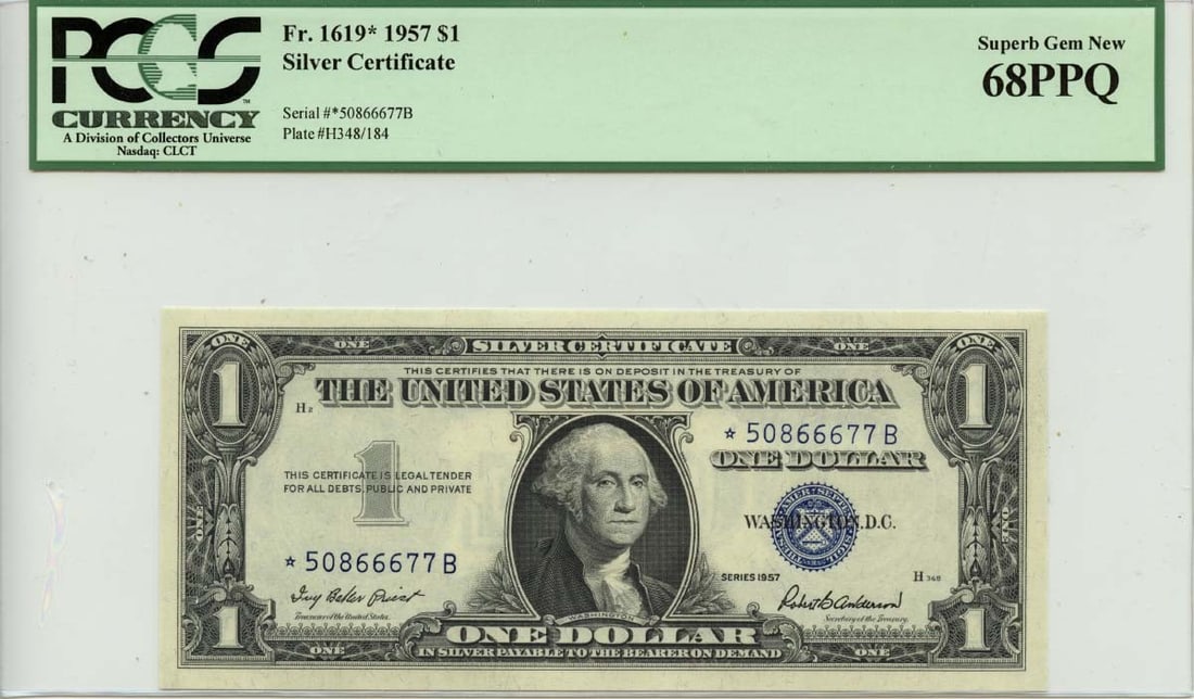 1957 $1 Silver Certificate Fr#1619* Pcgs Superb Gem 67 Ppq (1 of 1)