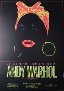 Andy Warhol Original Vintage Pop Art Poster Exhibition Le Cento Immagini 1989: Artist: Andy Warhol Type: Poster Year Of Production: 1989 Width (Inches): 27 Color: Black Date Of Creation: 1970-1989 Height (Inches): 39 Theme: Exhibitions Style: Pop Art Original/Licensed Reprint: O
