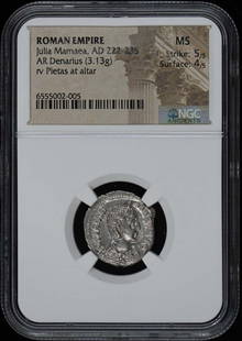 Julia Mamaea, Ad 222-235 Roman Empire Ar Denarius Ngc Ms60: Certification: NGC Grade: MS60 Certification Number: 6555002005 Denomination: Ancient Roman Date: NONE Product Disclaimer: Grades are third-party opinions; authenticity is guaranteed. Photos are part