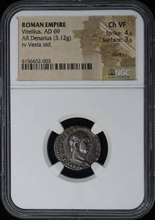 Vitellius Ad 69 Roman Empire Denarius Ngc Ch Vf Strike: 4/5 Surface: 3/5: Certification: NGC Grade: Ch VF Certification Number: 6156652003 Denomination: Ancient Roman Product Disclaimer: Grades are third-party opinions; authenticity is guaranteed. Photos are part of the des