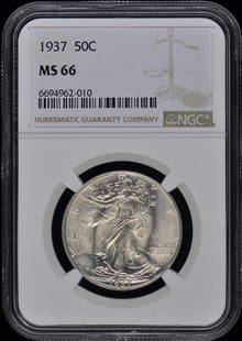 1937 Walking Liberty Half Dollar 50C Ngc Ms66: Certification: NGC Certification Number: 6694962010 Grade: MS66 Year: 1937 Circulated/Uncirculated: Uncirculated Mint Location: Philadelphia Designation: NONE Denomination Type: Walking Liberty Half D
