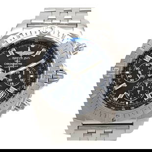 Breitling Chronomat 44 Jsp Ab0115 Black Men'S Used Watch #411528: Case Material: NA Type: Wristwatch Band Size: 20.5cm Case Size: 44mm Movement: Automatic Band Material: Stainless Steel Color: Black Product Disclaimer: Items may exhibit light wear, such as minor scr