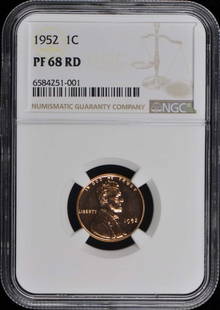 1952 Wheat Reverse Lincoln Cent (Proof) 1C Ngc Pr68Rd: Certification: NGC Certification Number: 6584251001 Grade: PR68 Year: 1952 Circulated/Uncirculated: Uncirculated Strike Type: Proof Mint Location: Philadelphia Designation: RD Denomination Type: Linco