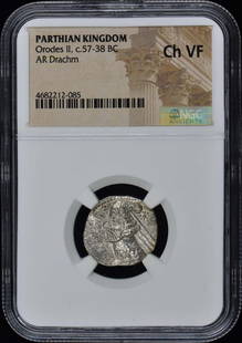Orodes Ii, C.57-38 Bc Parthian Kingdom Ar Drachm Ngc Vf30: Certification: NGC Grade: VF30 Certification Number: 4682212085 Date: NONE Product Disclaimer: Grades are third-party opinions; authenticity is guaranteed. Photos are part of the description. For inqu