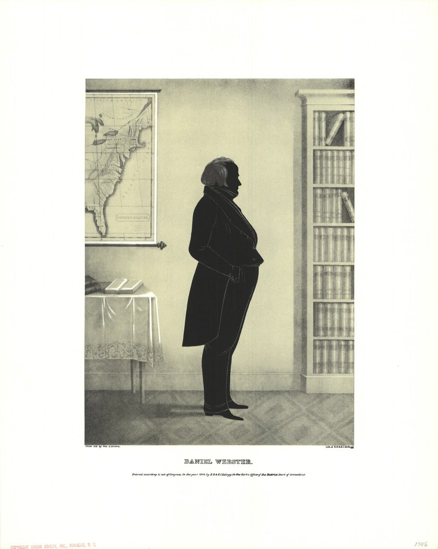 Henry Brown Daniel Webster " Poster Impressionism: Artist: Henry Brown Title: Daniel Webster Year: 1965 Signed: No Medium: Offset Lithograph Paper Size: 20 x 16 inches ( 51 x 41 cm ) Image Size: 13.25 x 9.75 inches ( 34 x 25 cm ) Edition Size: Unknown
