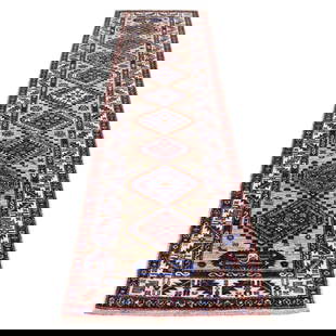2'8"X10' Beige Geometric Design Natural Wool Super Kazak Hand-Knotted Rug: Style: Oriental Type: Indoor Material: Wool Color: Beige Item Length: 120 Item Width: 32 Rug Type: Hand Knotted Pile: Wool Shape: Runner Field Color: Beige Size: 2"8" x 10"0" / 81 CM X 305 CM Age: 200