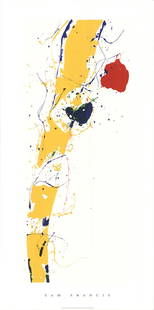 Sam Francis Untitled " Serigraph Abstract: Artist: Sam Francis Title: Untitled 1985 Year: 2002 Signed: No Medium: Serigraph Paper Size: 39.5 x 19.75 inches ( 100 x 50 cm ) Image Size: 33.5 x 13.75 inches ( 85 x 35 cm ) Edition Size: Unknown Fr
