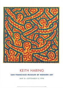 Keith Haring Untitled, " Offset Lithograph Pop Art Red, Ye: Artist: Keith Haring Title: Untitled, 1989 Year: 1998 Signed: No Medium: Offset Lithograph Paper Size: 36.5 x 26.5 inches ( 93 x 67 cm ) Image Size: 23.5 x 23.5 inches ( 60 x 60 cm ) Edition Size: Unk