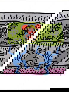 Keith Haring Andy Mouse " Poster Pop Art: Artist: Keith Haring Title: Andy Mouse Year: 1990 Signed: No Medium: Offset Lithograph Paper Size: 31.5 x 23.5 inches ( 80 x 60 cm ) Image Size: 22 x 22 inches ( 56 x 56 cm ) Edition Size: unknown Fra