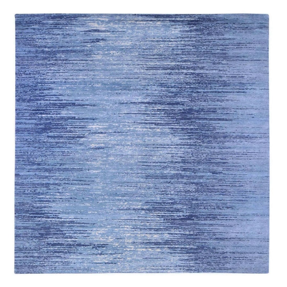 8'1"X8'1" Pure Wool Ombre Design Blue Oceanic Hand Knotted Square Rug: Type: Indoor Material: Wool Color: Blue Item Length: 97 Item Width: 97 Style: Oriental Rug Type: Hand Knotted Pile: Wool Shape: Square Field Color: Blue Size: 8"1" x 8"1" / 246 CM X 246 CM Age: 2000-N