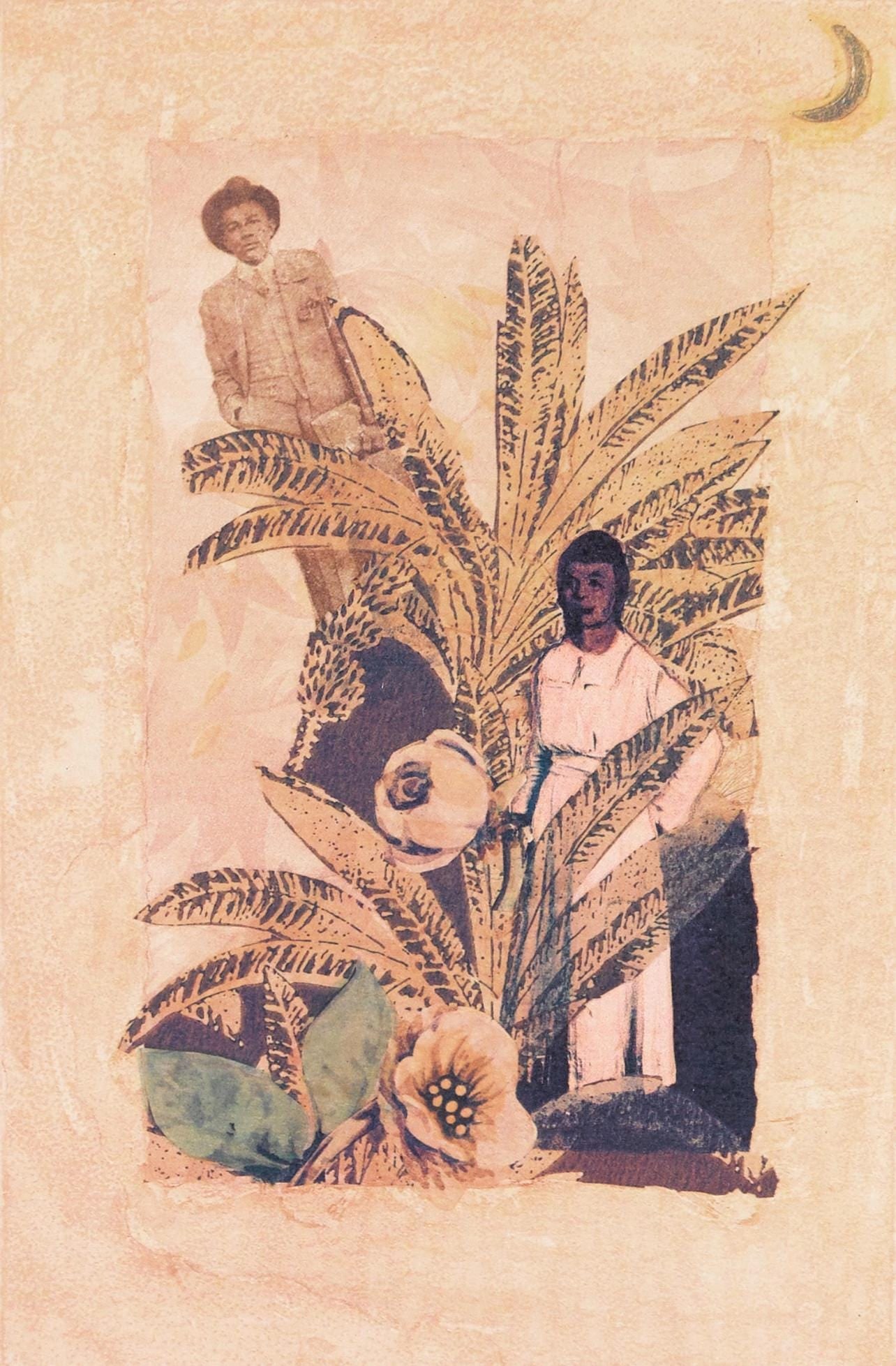 Betye Saar, Magnolia Flower, Bookmarks In The Pages Of Life, Silkscreen: Silkscreen in colors and sepia-tones on Langdell fait la main paper. Paper Size: 15 x 11 inches. Excellent condition. Inscription: Unsigned and unnumbered, as issued. Notes: From the folio, Bookmarks