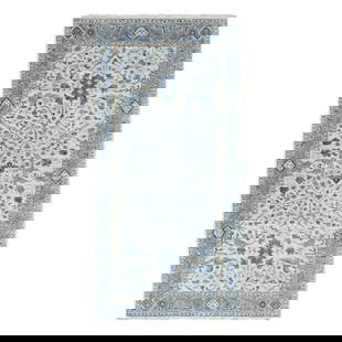 5'9"X11'10" White Oushak Floral Motifs Pure Wool Hand Knotted Runner Rug: Style: Oushak Type: Indoor Material: Wool Color: Ivory Item Length: 142 Item Width: 69 Rug Type: Hand Knotted Pile: Wool Shape: Runner Field Color: Ivory Size: 5"9" x 11"10" / 175 CM X 361 CM Age: 200