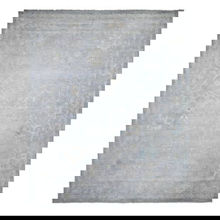 8'1"X10' Blue Gray Wool Weft Afghan Angora Oushak Oriental Rug: Style: Oushak Type: Indoor Material: Wool Color: Grey Item Length: 119 Item Width: 97 Rug Type: Hand Knotted Pile: Wool Shape: Rectangular Field Color: Grey Size: 8"1" x 9"11" / 246 CM X 302 CM Age: 2