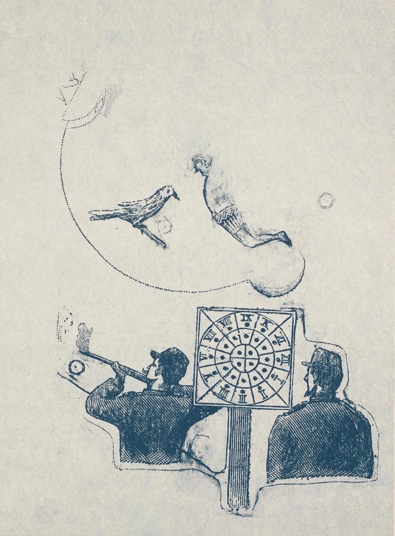 Max Ernst, Composition (Spies/Leppien 218), La Ballade Du Soldat, Lithograph: Lithograph on vlin d'Arches paper. Paper size: 21.875 x 15 inches. Excellent condition. Unsigned and unnumbered, as issued. Notes: From the folio, La Ballade du Soldat, 34 Lithographies Originales de