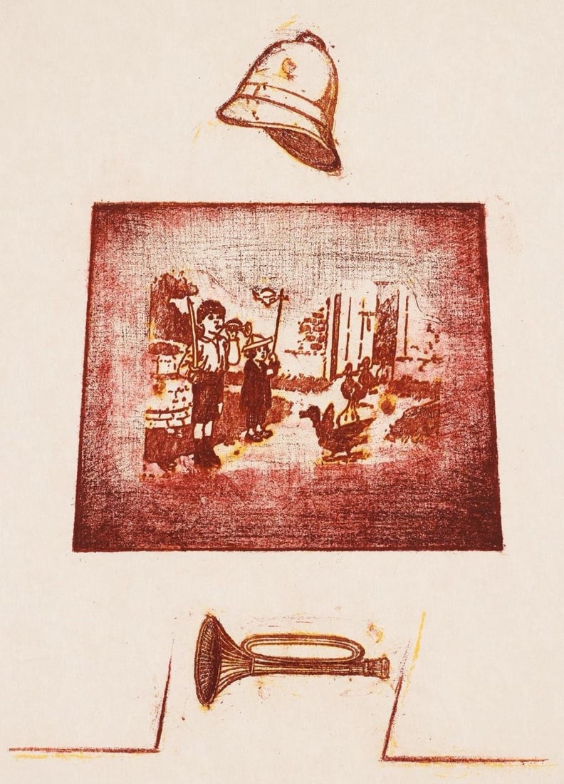 Max Ernst, Composition (Spies/Leppien 218), La Ballade Du Soldat, Lithograph: Lithograph on vlin d'Arches paper. Paper size: 21.875 x 15 inches. Excellent condition. Unsigned and unnumbered, as issued. Notes: From the folio, La Ballade du Soldat, 34 Lithographies Originales de