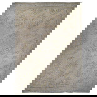 19'2''X24'7'' Brown Hand-Knotted Antique Turkish Oushak Oversize Rug: Type: Indoor Material: Wool Color: Brown Item Length: 295 Item Width: 230 Style: Turkish Rug Type: Hand Knotted Pile: Wool Shape: Rectangular Field Color: Brown Size: 19"2" x 24"7" Age: 1900 Pattern:
