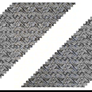9'X12' Supple Collection All Over Square Design Erased Wool Handmade Rug: Type: Indoor Material: Wool Color: Black Item Length: 144 Item Width: 108 Style: Oriental Rug Type: Hand Knotted Pile: Wool Shape: Rectangular Field Color: Black Size: 9"0" x 12"0" Age: 2000-Now Patte