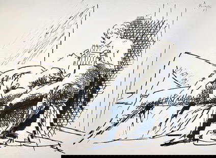 Pablo Picasso, Composition (Cramer 88), Dans L'Atelier De Picasso, Lithograph: Lithograph on vlin d'Arches la forme savoir paper. Paper size: 9.25 x 14 inches. Excellent condition. Unsigned and unnumbered, as issued. Notes: From the volume, Dans l'Atelier de Picasso, 1957. Publi