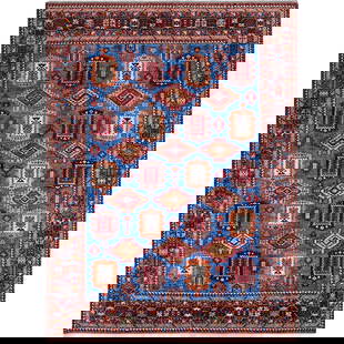 10'1"X13'4" Blue Afghan Caucasian Design Revival Hand Knotted Soft Wool Rug: Style: Caucasian Type: Indoor Material: Wool Color: Blue Item Length: 160 Item Width: 121 Rug Type: Hand Knotted Pile: Wool Shape: Rectangular Field Color: Blue Size: 10"1" x 13"4" / 307 CM X 406 CM A