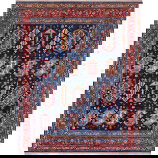8'3"X9'10" Yale Blue Afghan Ersari With Turkish Knot Hand Knotted Wool Rug: Style: Caucasian Type: Indoor Material: Wool Color: Blue Item Length: 118 Item Width: 99 Rug Type: Hand Knotted Pile: Wool Shape: Rectangular Field Color: Blue Size: 8"3" x 9"10" / 251 CM X 300 CM Age