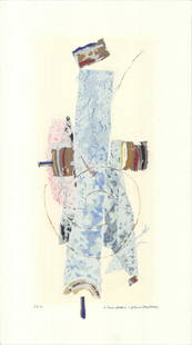 Artist Unknown Untitled Signed " Serigraph Abstract Blue, Yellow: Artist: Artist Unknown Title: Untitled Year: Unknown Signed: Yes Medium: Serigraph Paper Size: 28.75 x 16 inches ( 73 x 41 cm ) Image Size: 22.75 x 10.5 inches ( 58 x 27 cm ) Edition Size: Unknown Fra