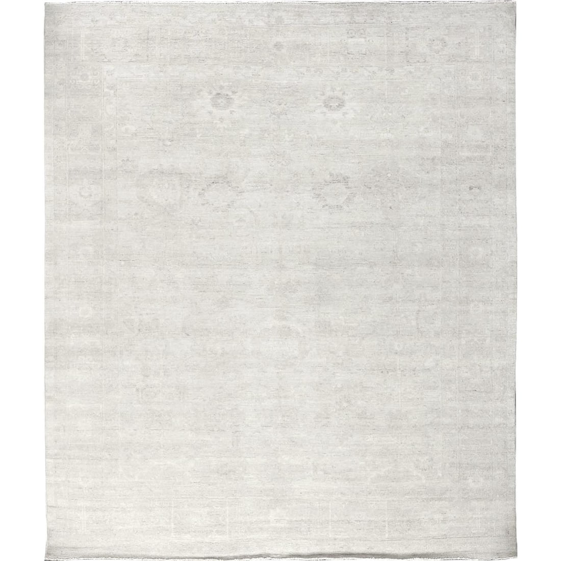 8'1"X9'10" Ivory Washed Out Peshawar Leaf Design Hand Knotted Pure Wool Rug: Style: Peshawar Type: Indoor Material: Wool Color: Ivory Item Length: 118 Item Width: 97 Rug Type: Hand Knotted Pile: Wool Shape: Rectangular Field Color: Ivory Size: 8"1" x 9"10" / 246 CM X 300 CM Ag