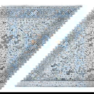 8'10"X16' White Oushak With Floral Motifs Hand Knotted Pure Wool Rug: Style: Oushak Type: Indoor Material: Wool Color: Ivory Item Length: 192 Item Width: 106 Rug Type: Hand Knotted Pile: Wool Shape: Rectangular Field Color: Ivory Size: 8"10" x 16"0" / 269 CM X 488 CM Ag
