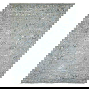 8'1"X10'4" Gray Angora Oushak All Over Motifs Wool Hand Knotted Rug: Type: Indoor Material: Wool Color: Grey Item Length: 124 Item Width: 97 Style: Oushak Rug Type: Hand Knotted Pile: Wool Shape: Rectangular Field Color: Grey Size: 8"1" x 10"4" Age: 2000-Now Pattern: O