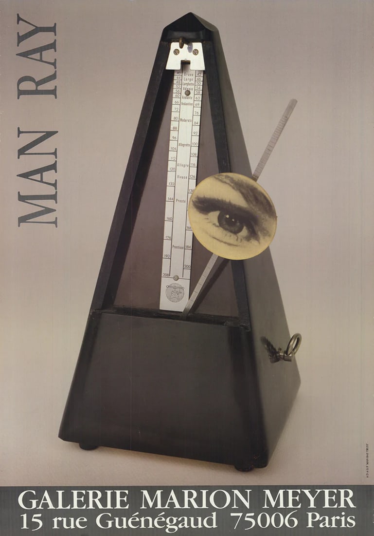 Man Ray Galerie Marion Meyer " Offset Lithograph Surrealism: Artist: Man Ray Title: Galerie Marion Meyer Year: 1967 Signed: No Medium: Offset Lithograph Paper Size: 25.25 x 17.75 inches ( 64 x 45 cm ) Image Size: 22.75 x 17.75 inches ( 58 x 45 cm ) Edition Size