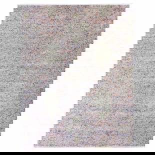 9'X11'10" Gray Goose Oushak Influence With Salt And Pepper Motif Wool Rug: Type: Indoor Material: Wool Color: Grey Item Length: 142 Item Width: 108 Style: Oushak Rug Type: Hand Knotted Pile: Wool Shape: Rectangular Field Color: Grey Size: 9"0" x 11"10" / 274 CM X 361 CM Age: