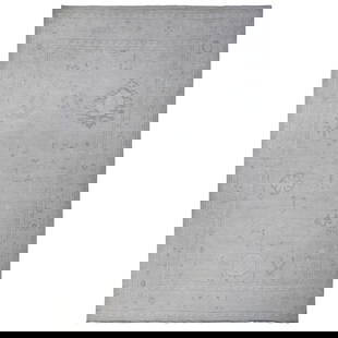 13'10"X19'5" Gray Wool Foundation Angora Oushak Oversized Oriental Rug: Style: Oushak Type: Indoor Material: Wool Color: Grey Item Length: 233 Item Width: 166 Rug Type: Hand Knotted Pile: Wool Shape: Rectangular Field Color: Grey Size: 13"10" x 19"5" / 422 CM X 592 CM Age