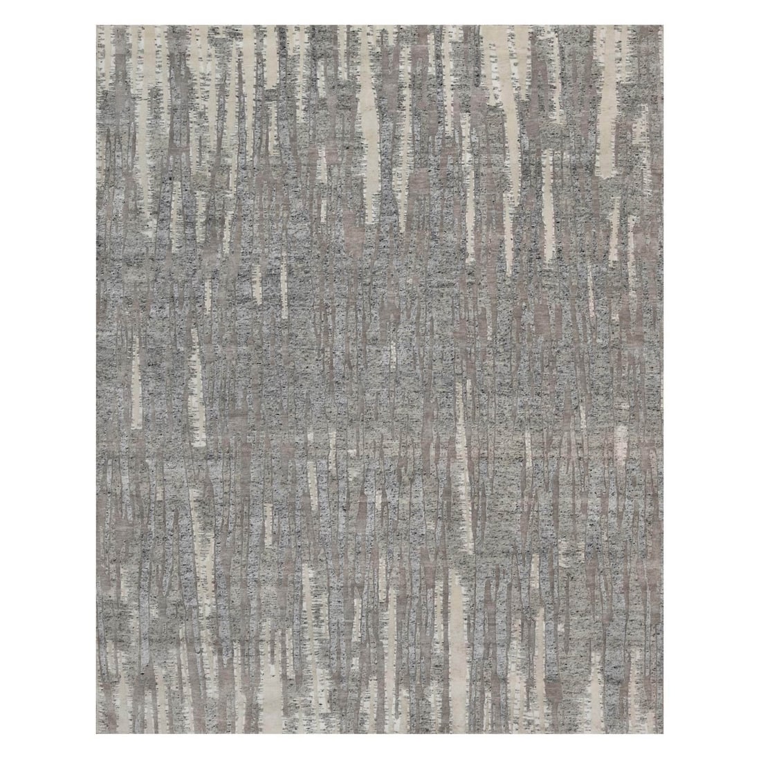 8'1"X10'2" Gray Nepali Weave Line Design Textured Wool Hand Knotted Rug: Style: Modern Type: Indoor Material: Wool Color: Green Item Length: 122 Item Width: 97 Rug Type: Hand Knotted Pile: Wool Shape: Rectangular Field Color: Green Size: 8"1" x 10"2" / 246 CM X 310 CM Age: