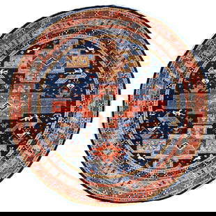 8'X8' Blue Wool Armenian 200 Kpsi Caucasian Design Hand Knotted Round Rug: Style: Armenian Type: Indoor Material: Wool Color: Blue Item Length: 95 Item Width: 95 Rug Type: Hand Knotted Pile: Wool Shape: Round Field Color: Blue Size: 7"11" x 7"11" / 241 CM X 241 CM Age: 2000-