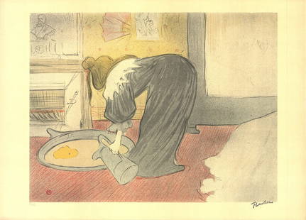 Henri De Toulouse-Lautrec Woman Bathing,: Artist: Henri de Toulouse-Lautrec Title: Woman Bathing Year: 1973 Signed: No Medium: Lithograph Paper Size: 21.25 x 29.75 inches ( 53.975 x 75.565 cm ) Image Size: 18.5 x 24 inches ( 46.99 x 60.96 cm