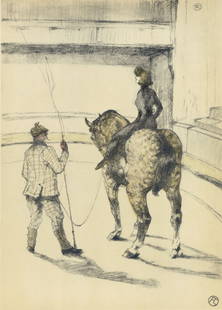 Henri De Toulouse-Lautrec, Ecuyere De Haute Ecole, The Circus By Toulouse-Lautrec, Lithograph: Lithograph on vlin paper. Unsigned and unnumbered. Paper Size: 12.125 x 9.25 inches. Excellent condition. Notes: From the album, The Circus by Toulouse-Lautrec, 1952. Published the Paris Book Center,