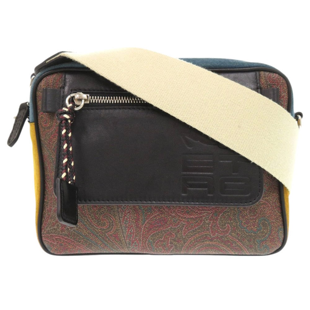 Etro Shoulder Bag Leather, Pvc Black: Material: Leather Gender: Mens Brand: ETRO Item: Shoulder Bag Type: Paisley Pattern Gender: mens Color: black Material: Leather, PVC Accessories: Storage bag, Shoulder strap Size: cm (approx.): W22 x