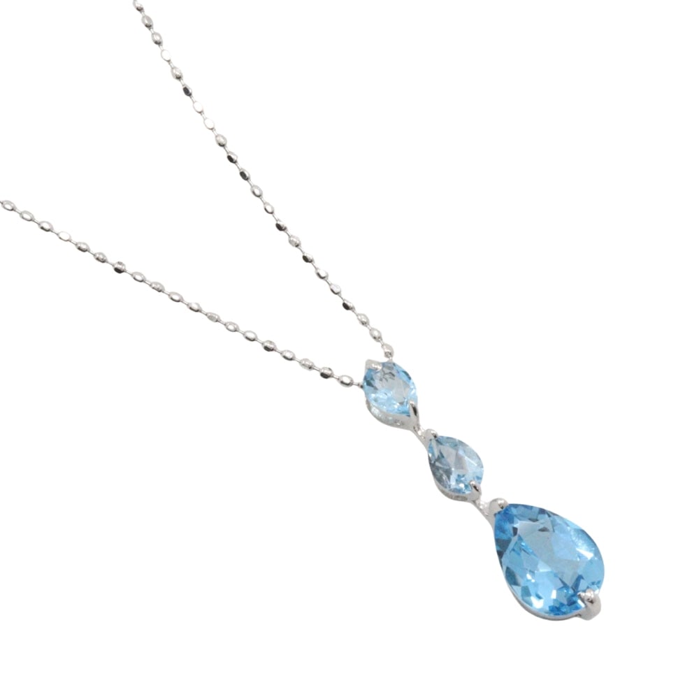Georg Jensen Necklace 18K White Gold, Blue Topaz, Aquamarine Silver Teardrop Women (1 of 8)