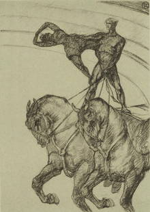 Henri De Toulouse-Lautrec, Le Pas De Deux, The Circus By Toulouse-Lautrec, Lithograph: Lithograph on vlin paper. Unsigned and unnumbered. Paper Size: 12.125 x 9.25 inches. Excellent condition. Notes: From the album, The Circus by Toulouse-Lautrec, 1952. Published the Paris Book Center,