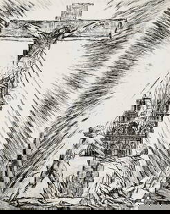 George Desvallires, Crucifix De Notre Dame, A La Gloire Paris, Etching: Etching on vlin Canson et Montgolfier paper. Unsigned and unnumbered. Paper Size: 13.5 x 10.5 inches. Excellent condition. Notes: From the folio, A La gloire Paris, 1937. Published by L'Imprimerie Dar