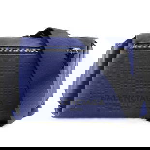 Balenciaga Sling Bag 433625 Canvas, Leather Blue Waist Pouch Mens(Unisex): Material: Leather Gender: Unisex Brand: BALENCIAGA Item: Sling bag Model: Waist pouch Gender: mens (Unisex) Color: Blue Material: Canvas, Leather Weight: 403g Accessories: None Size: cm (approx.): W20