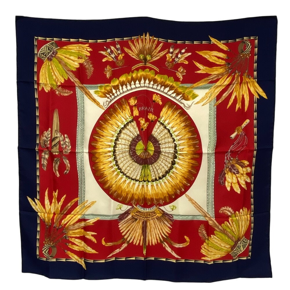 Hermes Scarf Silk Navy Carre90 Brazil Women (1 of 15)