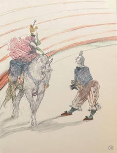 Henri De Toulouse-Lautrec, Equestrienne Riding "En Panneau", Henri De Toulouse-Lautrec, At The: Lithograph on vlin paper, archivally hinged on archival backing paper, as issued. Paper size: 17.32 x 14.17 inches. Excellent condition. Inscription: Unsigned and unnumbered, as issued. Notes: From th
