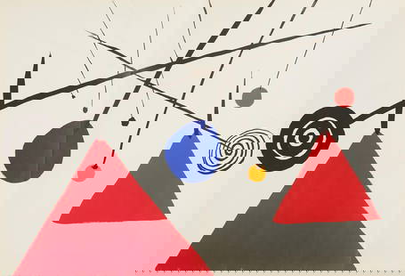 Alexander Calder, Composition, Derrire Le Miroir, Lithograph: Lithograph on vlin paper. Paper Size: 15 x 22 inches. Excellent condition, with centerfold, as issued. Inscription: Unsigned and unnumbered, as issued. Notes: From Derrire le miroir, N 69-70, 1954. Pu