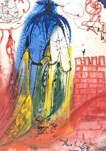 Salvador Dali, Composition (Michler/Lpsinger 1601), Romeo E Giulietta, Lithograph And Silkscreen: Lithograph, silkscreen in colors on vlin vergata paper. Paper size: 16.5 x 12.625 inches. Excellent condition. Inscription: Signed in the plate and unnumbered, as issued. Catalogue Raisonne Reference: