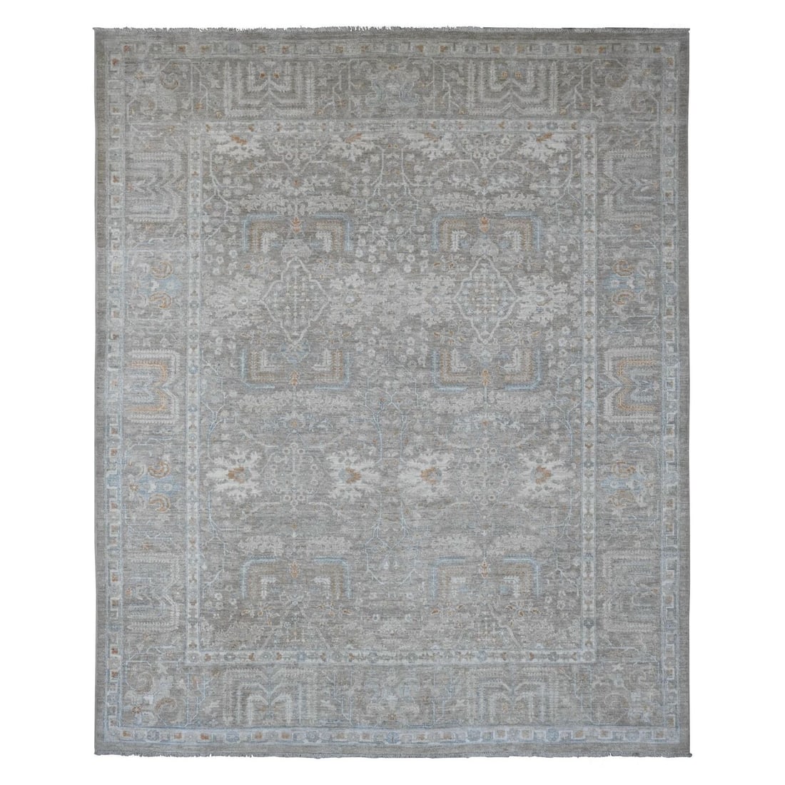 8'1"X9'10" Gray Peshawar With Willow Tree Design Hand Knotted Wool Rug: Style: Peshawar Type: Indoor Material: Wool Color: Grey Item Length: 118 Item Width: 97 Rug Type: Hand Knotted Pile: Wool Shape: Rectangular Field Color: Grey Size: 8"1" x 9"10" / 246 CM X 300 CM Age: