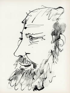Pablo Picasso, Profil Gauche De Vieil Homme (Cramer No. 84), 40 Dessins De Picasso En Marge Du: Lithograph on vlin du Marais paper. Paper Size: 14.5 x 11 inches. Excellent condition. Inscription: Unsigned and unnumbered, as issued. Notes: From the folio, 40 dessins de Picasso en marge du Buffon,