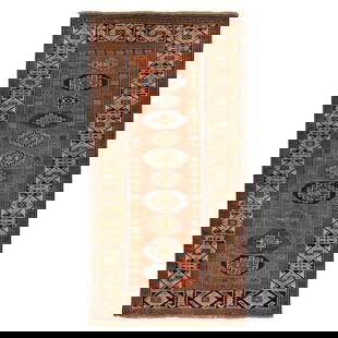 3'9"X8'4" Red Antique Caucasian Mogan Kazak Wool Hand Knotted Runner Rug: Style: Kazak Type: Indoor Material: Wool Color: Red Item Length: 100 Item Width: 45 Rug Type: Hand Knotted Pile: Wool Shape: Runner Field Color: Red Size: 3"9" x 8"4" / 114 CM X 254 CM Age: 1900 Patte